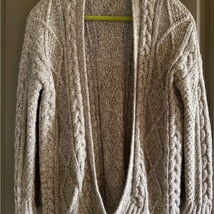 Madewell Cable-Knit Open Cardigan in Oatmeal